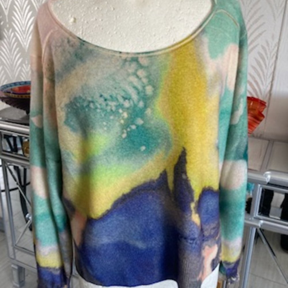 Anthropologie 100% Cashmere watercolor sweater
